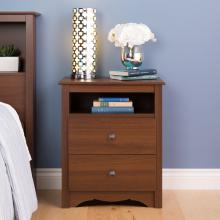 Cherry Monterey Tall 2 Drawer Nightstand with Open Shelf