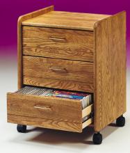 Solid Hardwood Media Cabinet with Casters (Oak or Ebony)