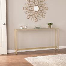 Darrin Narrow Long Console Table w/ Mirrored Top - Gold