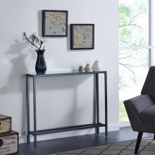 Darrin Narrow Mini Console Table w/ Mirrored Top - Gunmetal Gray