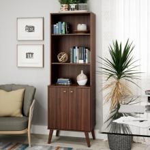 Milo Mid-Century Modern Tall Bookcase with Adjustable Shelves - Cherry