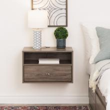 Prepac Floating Nightstand With Open Shelf, Drifted Gray