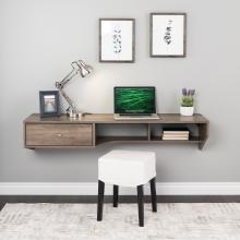Modern Floating Desk with Drawer, Drifted Gray