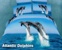 Beach House Bedding King size Egyptian Cotton Duvet Cover set, Atlantic Dolphins Dolce Mela DM425K