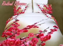 Floral Bedding Queen size Egyptian Cotton Duvet Cover Set, Redbud Blossom by Dolce Mela, DM443Q