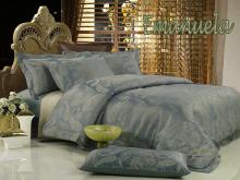 Percale Jacquard Queen Bedding 6PCs Egyptian Cotton Duvet Cover Set, Emanuela by Dolce Mela, DM447Q