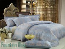 Percale Jacquard King Bedding 6PCs Egyptian Cotton Duvet Cover Set, Fountain-Blue by Dolce Mela, DM448K