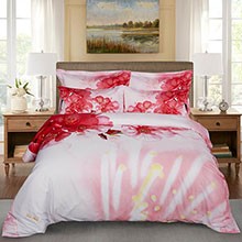 Duvet Cover Set, Queen size Floral Bedding, Dolce Mela - Pink DM700Q