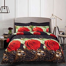 Duvet Cover Set, King Size Floral Bedding, Dolce Mela - Night Roses DM707K