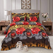 Duvet Cover Set, King Size Floral Bedding, Dolce Mela - Passion DM709K