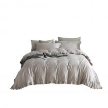 DM809Q | Queen Size 6 piece Duvet Cover Set Ruffled Bedding 100% Cotton