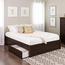 Select Espresso Queen 4-Post Platform Bed with 2 Drawers