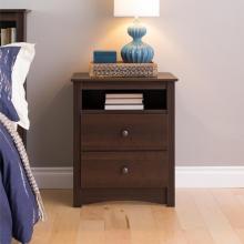 Espresso Fremont Tall 2 Drawer Nightstand with Open Shelf