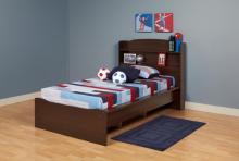 Espresso Aspen Twin Platform Bed with Integrated Headboard