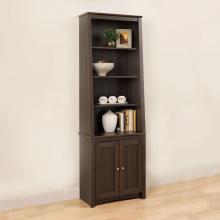 Espresso Tall Slant-Back Bookcase with 2 Shaker Doors