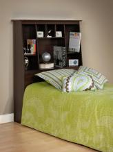 Espresso Twin Tall Slant-Back Bookcase Headboard