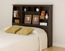 Espresso Full/Queen Tall Slant-Back Bookcase Headboard