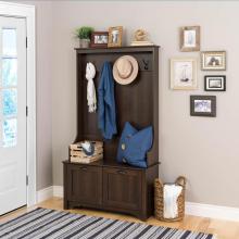 Wide Hall Tree with Shaker Doors, Espresso