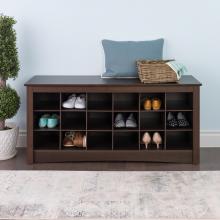 Espresso Shoe Cubbie Bench