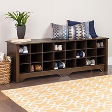 60 in. Espresso Shoe Cubby Bench