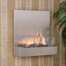 Satin Stainless and Glass Wall Mount Fireplace