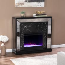 Trandling Mirrored Faux Marble Color Changing Fireplace