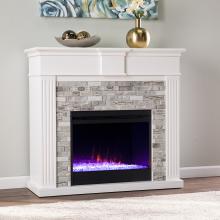 Bondale Color Changing Fireplace w/ Faux Stone Surround