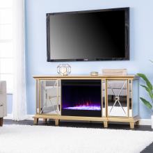 Toppington Mirrored Color Changing Fireplace - Gold