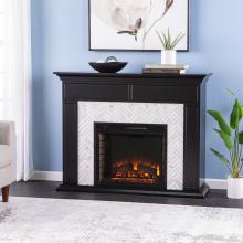 Torlington Marble Tiled Electric Fireplace - Black