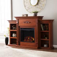 Tennyson Electric Fireplace w/ Bookcases - Classic Mahogany