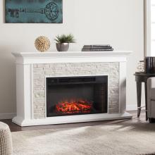 Canyon Heights Faux Stacked Stone Electric Fireplace - White