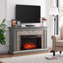 Ledgestone Fireplace with Stacked Stone - Gray