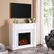 Highgate Faux Cararra Marble Electric Media Fireplace - White