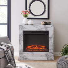 Dendale Faux Marble Base Electric Fireplace