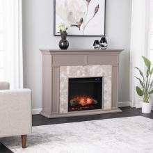 Torlington Marble Tiled Touch Screen Electric Fireplace - Gray