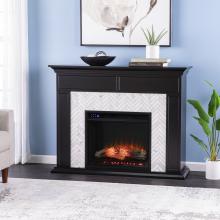 Torlington Marble Tiled Touch Screen Electric Fireplace - Black