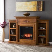 Tennyson Touch Screen Electric Fireplace w/ Bookcases