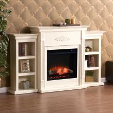 Tennyson Touch Screen Electric Fireplace w/ Bookcases