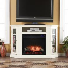 Claremont Electric Corner Touch Screen Fireplace w/ Storage - Ivory