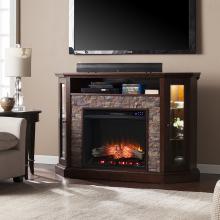 Redden Corner Convertible Touch Screen Electric Fireplace w/ Storage - Espresso