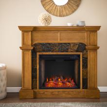 Cartwright Corner Convertible Smart Fireplace w/ Faux Stone Surround