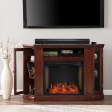 Claremont Smart Corner Fireplace w/ Storage- Cherry