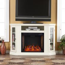 Claremont Smart Corner Fireplace w/ Storage - Ivory