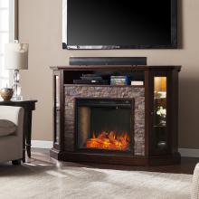 Redden Corner Convertible Smart Fireplace w/ Storage - Espresso