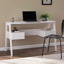 Clyden Midcentury Modern Writing Desk w/ Storage - White