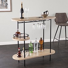 Dagney Wine/Bar Table w/ Glassware Storage - Natural and Black Finish