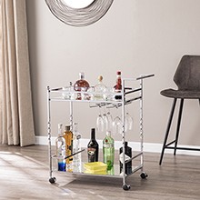 Ivers Metal Mirrored Bar Cart - Chrome