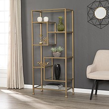 Jaymes Metal/Glass Asymmetrical etagere/Bookcase - Gold