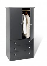 Black Edenvale 3 Drawer Wardrobe