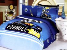 Formula Blue - Duvet Cover Bed in Bag - Twin Kids Bedding Juvenile Set